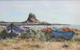 Peter Langley, Holy Island, Oil on board