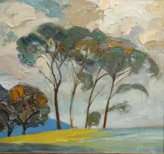 Anthony Proctor, A Glimpse Of Trees, 1980, Oil on board