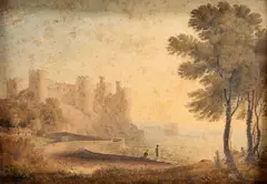 William Turner, Conway Castle, pencil verso, watercolour
