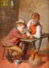 William Hemsley, Feeding The Chicks, Oil on panel