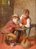 William Hemsley, Feeding The Chicks, Oil on panel