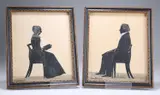 Samuel Metford, Portrait Silhouettes Of The Revd Joseph Baynes And His Wife Ana, Gouache heightened with white
