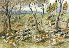 Fox Hunt by George Anderson Short, Pencil and watercolour, sold Nov 2022