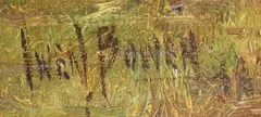 Haystacks In A Landscape by Owen Bowen, Oil on canvas, unframed, sold Nov 2022