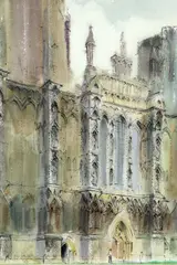 N Shepherdson, Wells Cathedral, Watercolour
