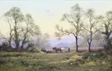 James Wright, Work Horses In A Landscape, Oil on canvas