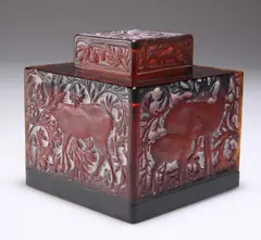 René Lalique, René Lalique (French, 1860-1945), A Pre-War Amber Glass Birches Inkwell, Circa 1913, glass