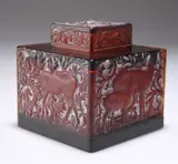 René Lalique (French, 1860-1945), A Pre-War Amber Glass Birches Inkwell, Circa 1913 by René Lalique, glass, sold Oct 2022