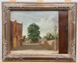 Fred Elwell, , The Junction Of Trinity Lane, oil on board, framed