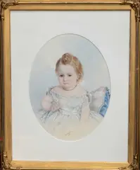 Isabel Naftel, Portrait Of A Young Girl, 1868, Watercolour