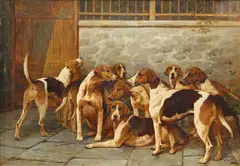 George Wright, Foxhounds At Rest, Oil on canvas