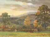 Ernest Higgins Rigg, Cattle In A Field, Oil on board