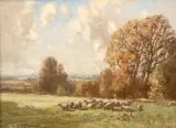 William Charles Rushton, Grazing Sheep, Oil on canvas