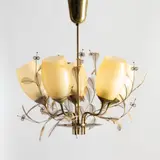 Paavo Tynell, Ceiling light, model, 9029/5, Taito, mid of 20th century, brass and glass