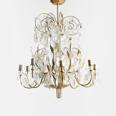 Paavo Tynell, Ceiling lamp, mid of 20th century, brass and crystal