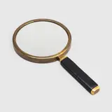 Maija Heikinheimo, Hand Mirror, Valaistustyö, 1960's, brass and black leather
