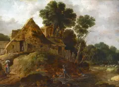 Gillis Peeters, Holländisches Bauerngehöft am Waldrand, Öl auf Holz