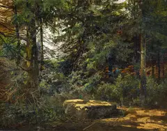 Franz Pflugradt, Waldinneres, Öl auf Malkarton