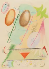 Rudolf Bauer, Dreiklang, Pastell und Tusche auf Karton