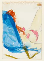 Ohne Titel (Frau im Liegestuhl) by Blinky Palermo, Aquarell und Bleistift auf Zeichenblockpapier, sold Jun 2016