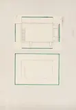 Blinky Palermo, Zu Wandmalerei im großen Saal der Kunsthalle Baden-Baden, Zwei Filzstiftzeichnungen auf Papier auf Karton montiert