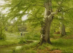 Buchenwald im Frühsommer by Anders Andersen-Lundby, Öl auf Leinwand, sold May 2016