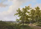 Marinus Adrianus Koekkoek, Weite holländische Flusslandschaft, Öl auf Leinwand