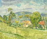 Otto Modersohn, Würzburg - oberhalb des Hofgutes "Neue Welt", Öl auf dickem Karton