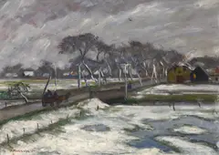 Winterlandschaft by Otto Modersohn, Öl auf Karton, sold Jun 2016