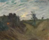 Otto Modersohn, Mondaufgang am Weyerberg, Öl auf Leinwand