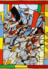 Josef Wittlich, Soldaten, Tempera auf SCHOELLERSHAMMER 4G (Trockenstempel)