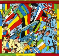 Josef Wittlich, Soldaten, Tempera auf SCHOELLERSHAMMER 4G (Trockenstempel)