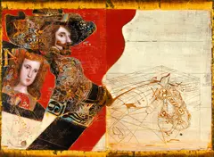 Mersad Berber, Ohne Titel (Hommage à Velázquez), Mischtechnik auf Velin (zwei zusammenmontierte Bögen)