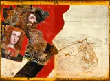 Mersad Berber, Ohne Titel (Hommage à Velázquez), Mischtechnik auf Velin (zwei zusammenmontierte Bögen)