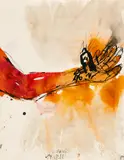 Georg Baselitz, Ohne Titel [Die Hand - die Hand Gottes (Remix)], Tusche und Aquarell auf dünnem Maschinenbütten