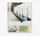 Christo, Wrapped Mur de Réformateur (Project for Geneva), Collage (Farblithografie auf Rives Bütten auf Karton aufgezogen, Stoff, Bindfaden, Farbe, Fotografie und Straßenkarte)