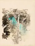 Georg Baselitz, "Birke", Bleistift und Wasserfarbe auf Papier