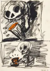 Walter Dahn, Ohne Titel, Mischtechnik auf Velin