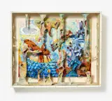 Bernard Schultze, "Bukolische Migof-Welt", Mischtechnik (bemalte Gipsbinden über Draht und Drahtgeflecht, Leinwand und verschiedene Kunststoffe) in Objektkasten