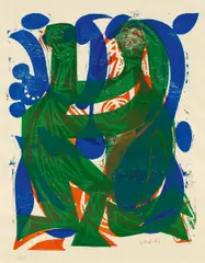 Paar by HAP Grieshaber, Farbholzschnitt auf Velin, sold Jun 2016