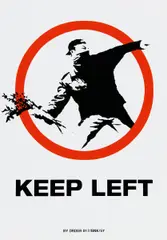 Keep left by Banksy, Farbserigrafie auf Kunststoffklebefolie, sold Jun 2016