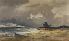 Am Ufer des Chiemsees by Joseph Wenglein, Öl auf Leinwand, sold May 2016