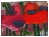 Klaus Fußmann, Mohn, Mischtechnik auf Bütten