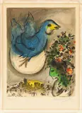 Marc Chagall, Der blaue Vogel, Farblithografie auf ARCHES (Wasserzeichen)