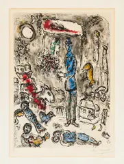 Le mariage by Marc Chagall, Farbradierung auf Velin, sold Jun 2016
