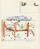 Peter Brüning, Ohne Titel, Mischtechnik (Pastell, Tusche) auf Velin