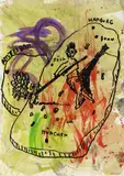 Walter Dahn, Selbst als Straßenkehrer, Aquarell über Serigrafie auf Papier