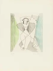 Pour crevel by Man Ray, Farbige Aquatintaradierung auf BFK (Wasserzeichen), sold Jun 2016