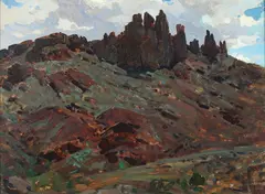 Frank Tenney Johnson, Butte Montana, Oil on masonite