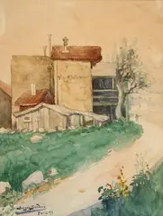 Birger Sandzén, Road to Town -, Watercolor
